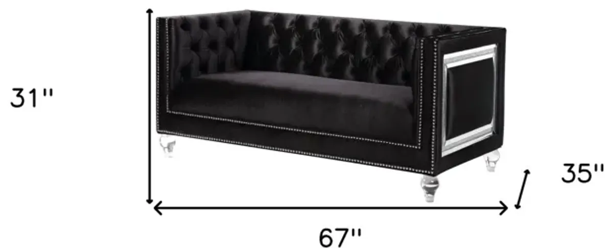 Velvet Loveseat And Toss Pillows - Black / Silver