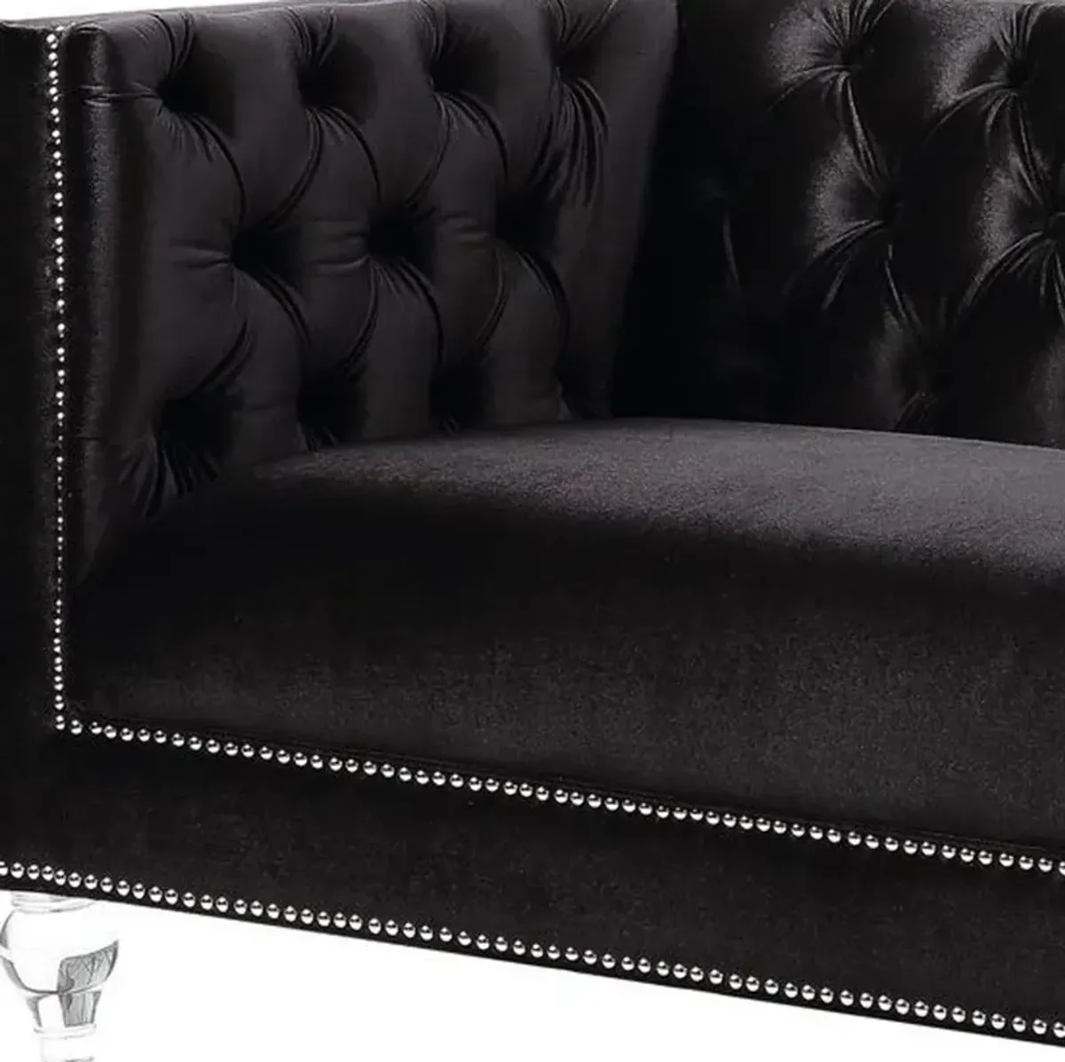 Velvet Loveseat And Toss Pillows - Black / Silver