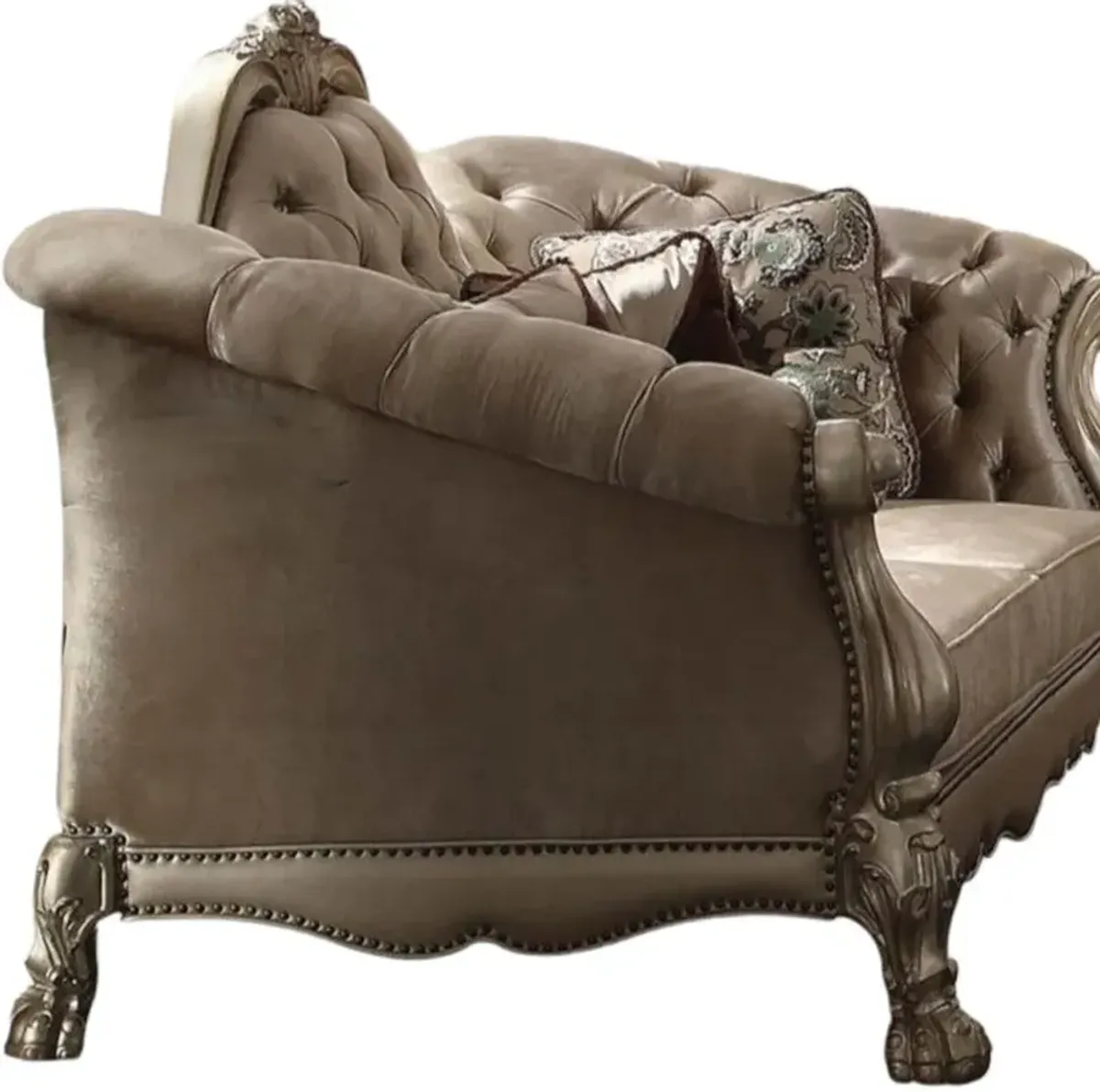 Velvet Loveseat And Toss Pillows - Bone