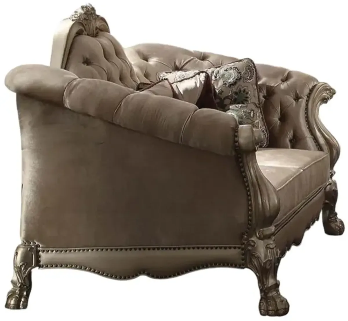 Velvet Loveseat And Toss Pillows - Bone