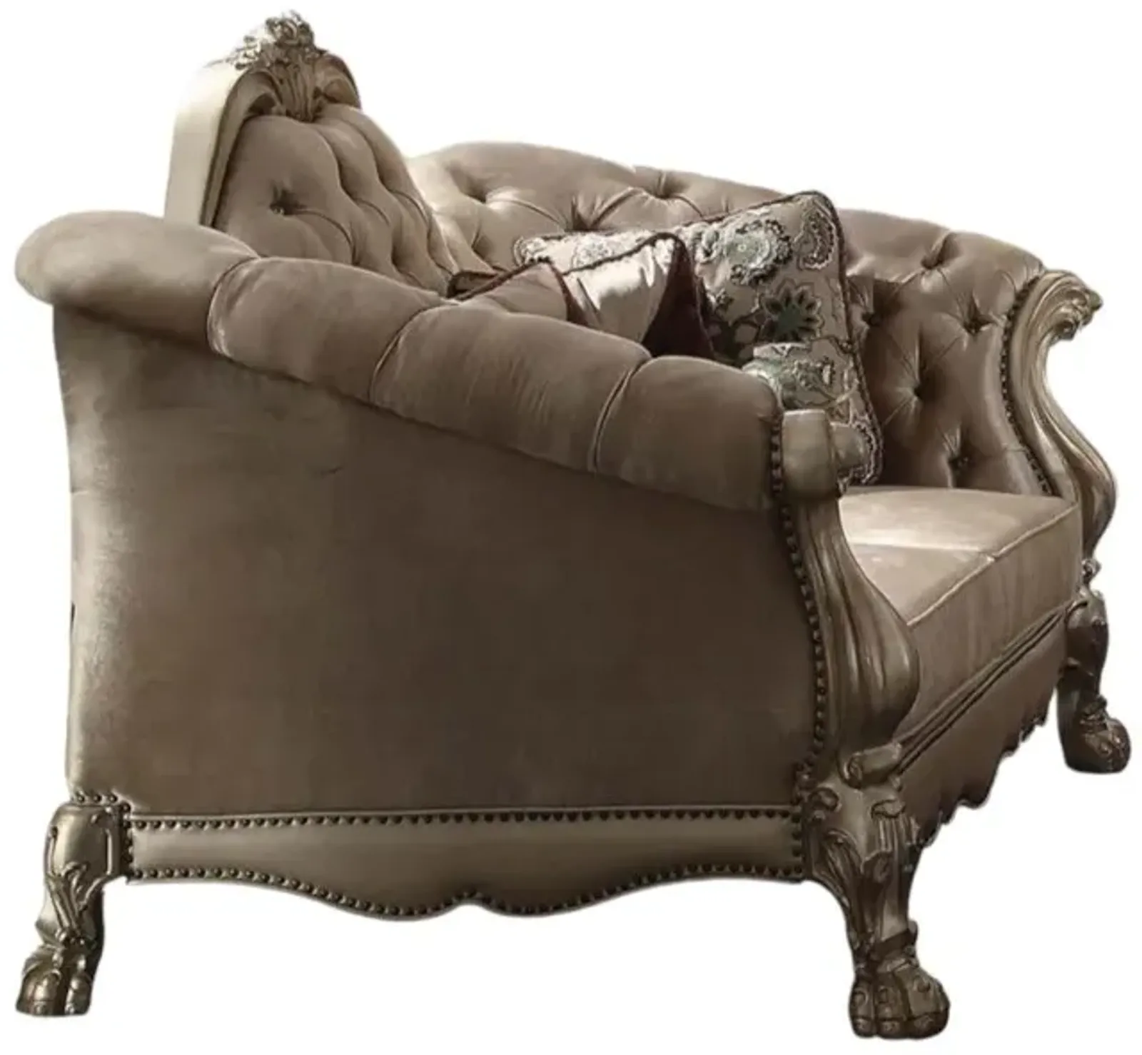 Velvet Loveseat And Toss Pillows - Bone