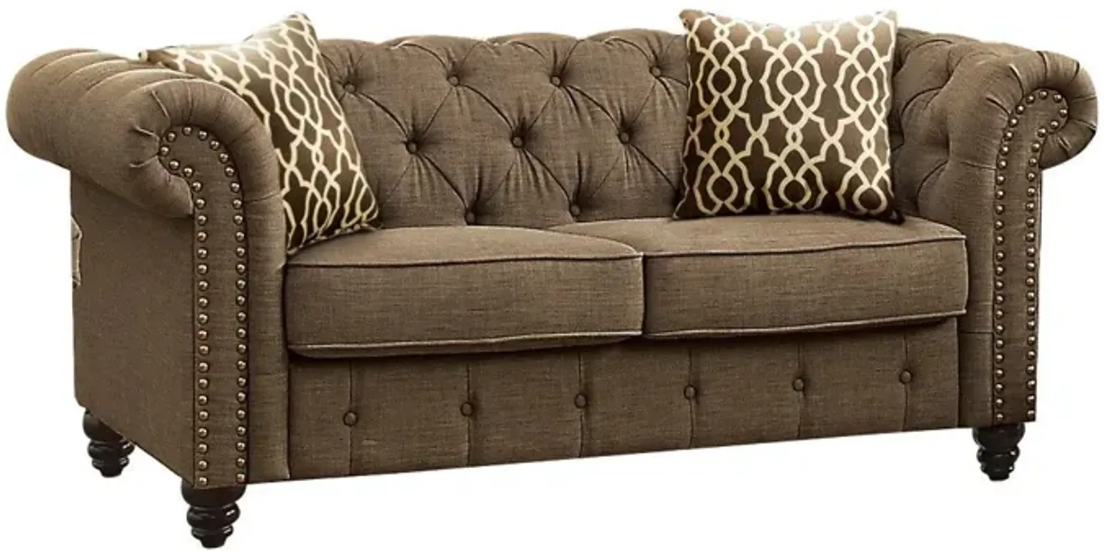 Linen Loveseat - Brown / Dark Brown