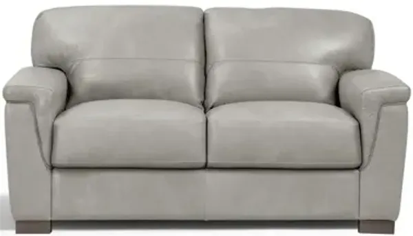 Leather Love Seat - Gray / Black