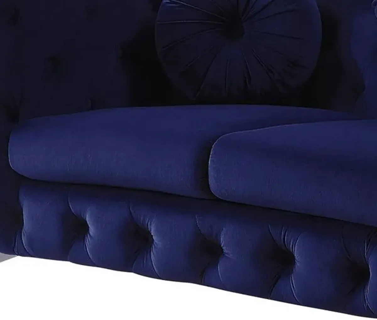 Velvet Loveseat - Blue / Silver