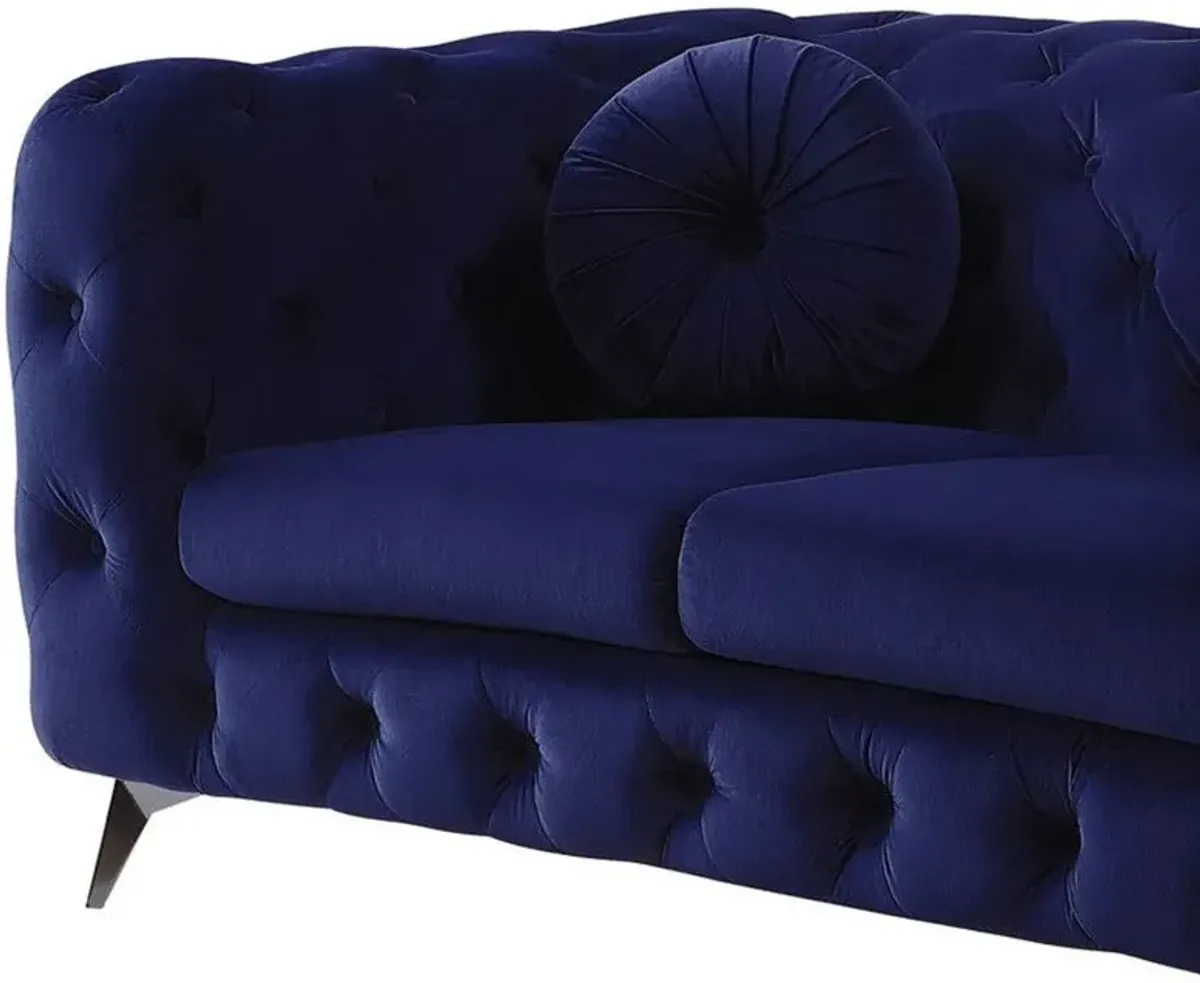 Velvet Loveseat - Blue / Silver