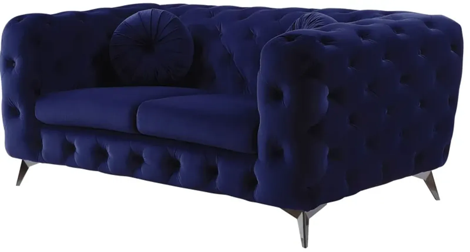 Velvet Loveseat - Blue / Silver