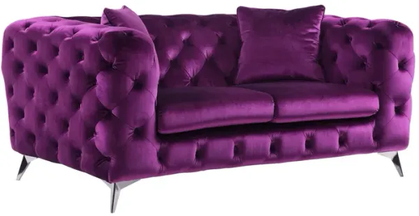 Velvet Loveseat - Purple / Silver
