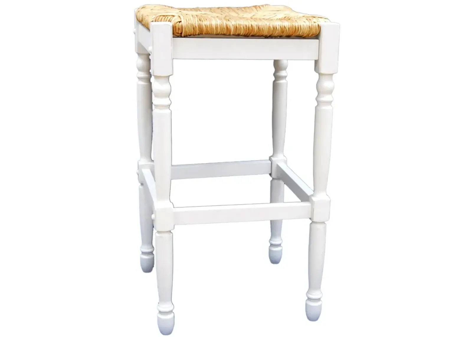 Backless Bar Height Chair With Footrest 29" - Natural And Antiqued White