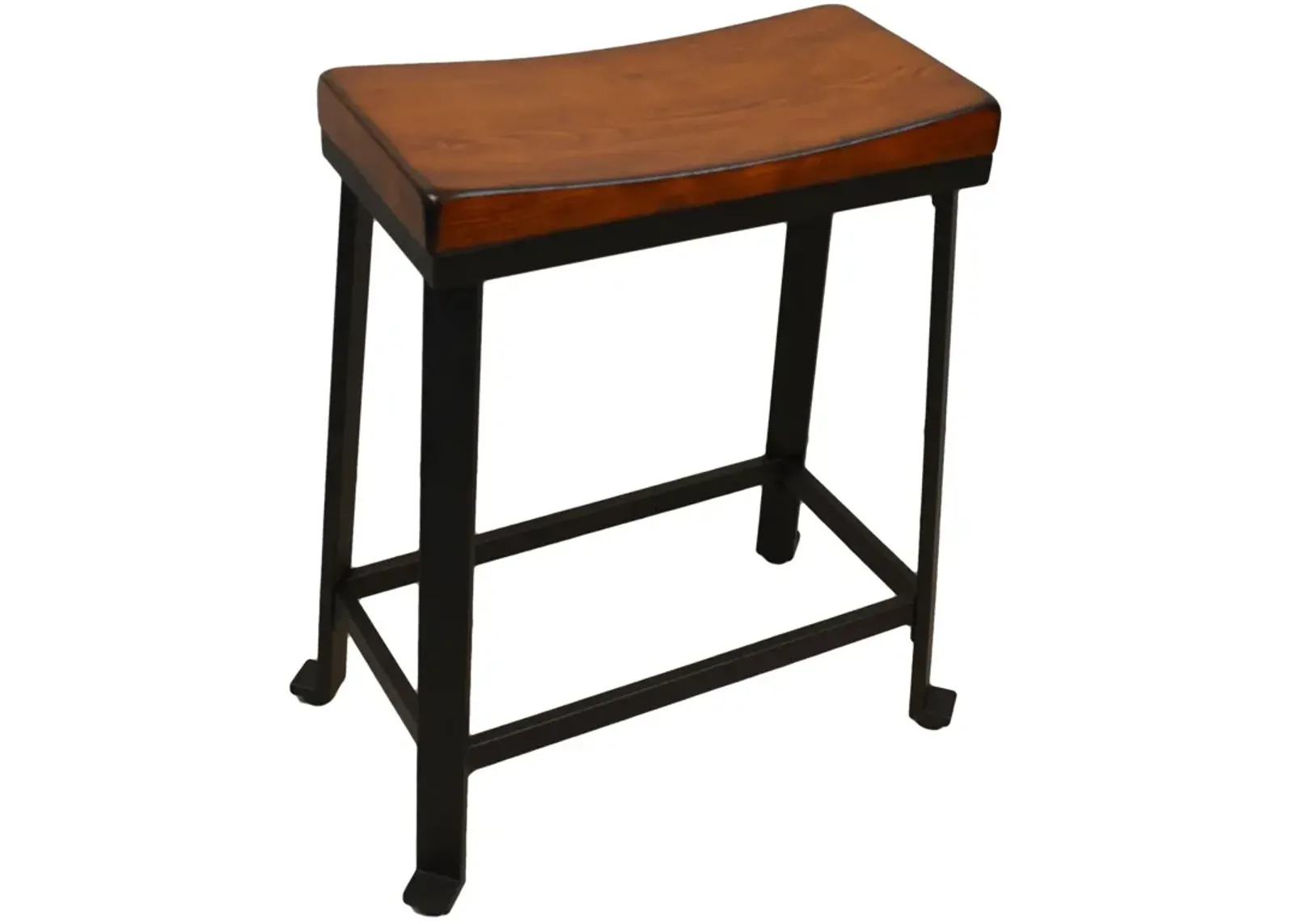 Steel Backless Counter Height Bar Chair With Footrest 24" - Chestnut and Black