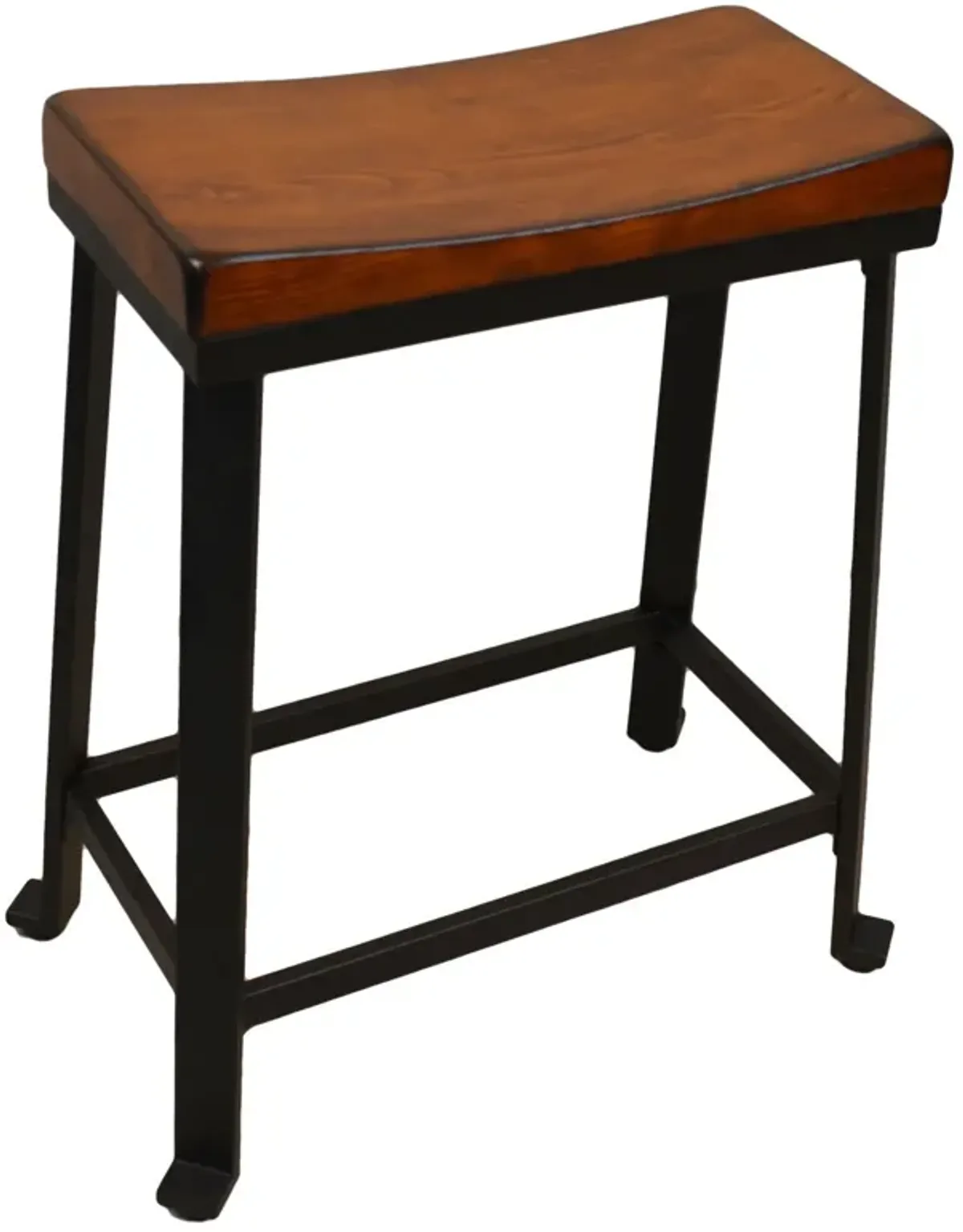 Steel Backless Counter Height Bar Chair With Footrest 24" - Chestnut and Black