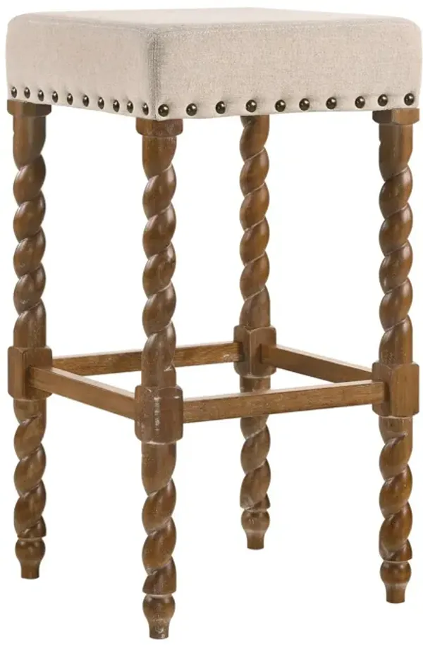 Backless Bar Height Chair With Footrest 30" - Cream And Natural