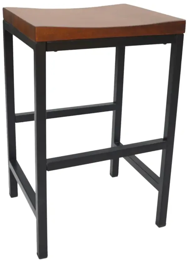 Backless Counter Height Bar Chair With Footrest 24" - Chestnut Brown and Black