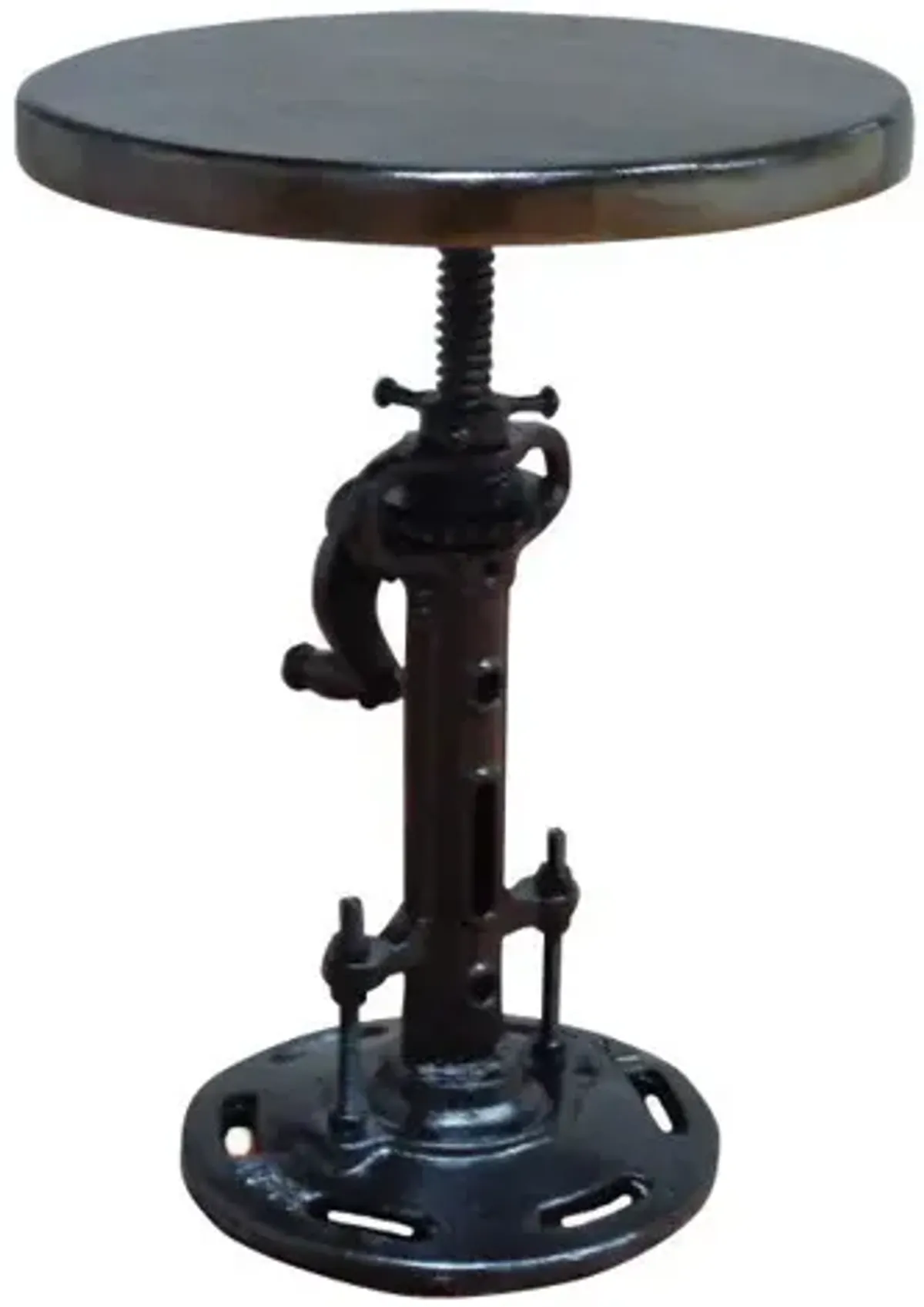 Round Industrial Adjustable Wood and Metal Stool 13" - Black