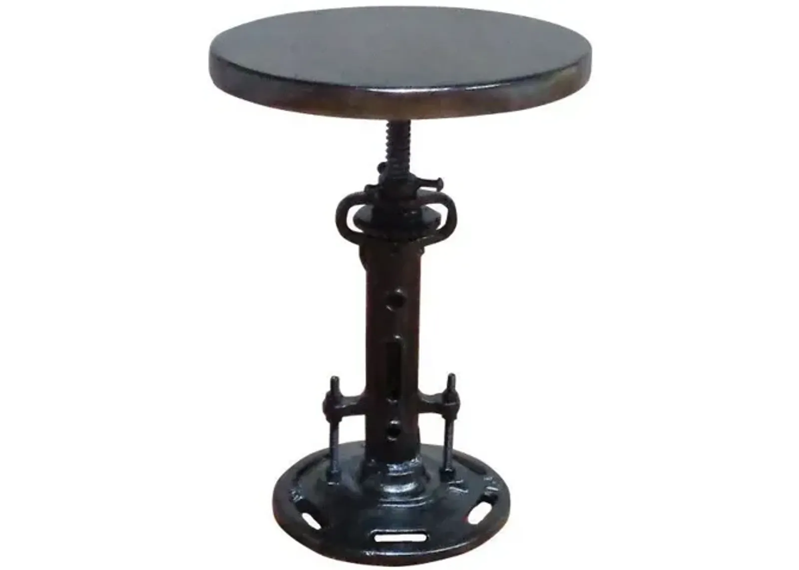 Round Industrial Adjustable Wood and Metal Stool 13" - Black