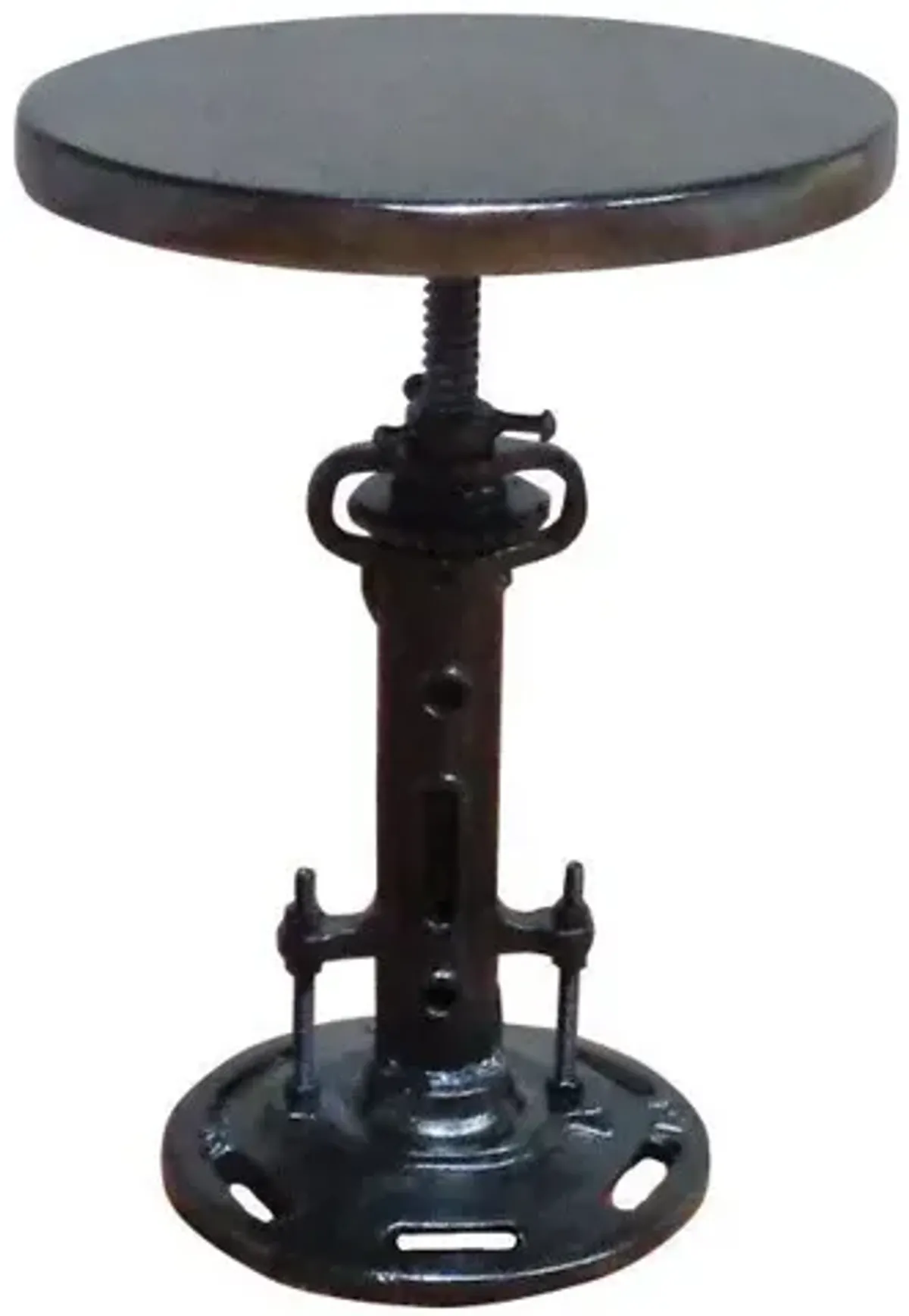 Round Industrial Adjustable Wood and Metal Stool 13" - Black