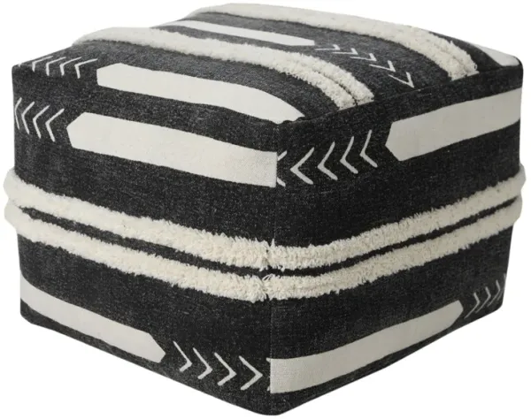 Cotton Square Ottoman - Black