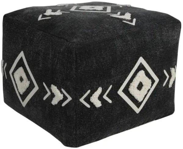 Cotton Ottoman Square - Black