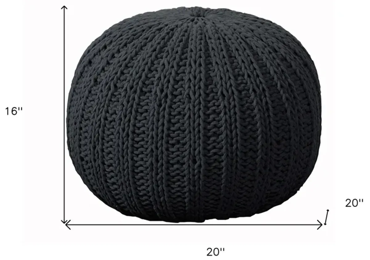 Round Cotton Ottoman - Black