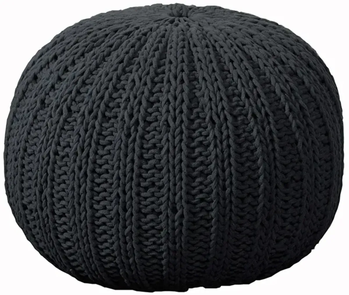 Round Cotton Ottoman - Black