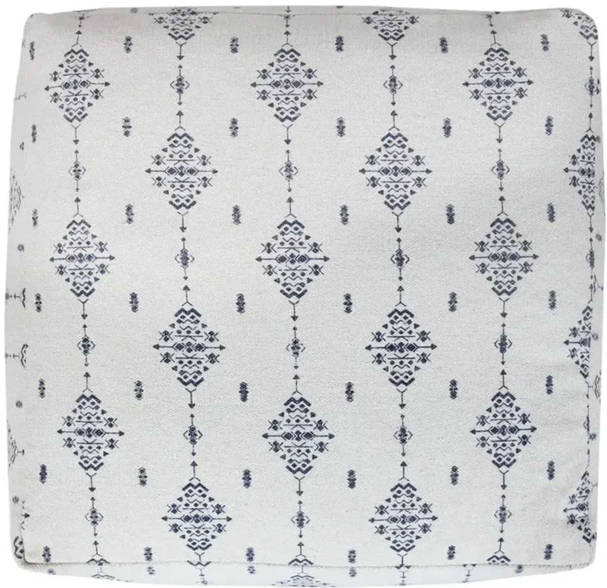 Square Cotton Ottoman - Blue