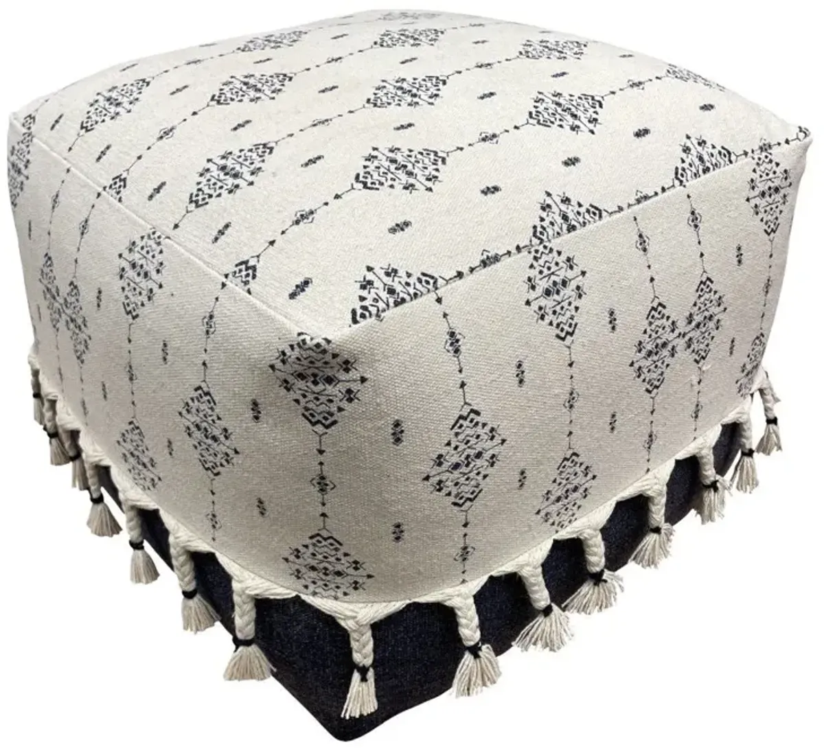 Square Cotton Ottoman - Blue