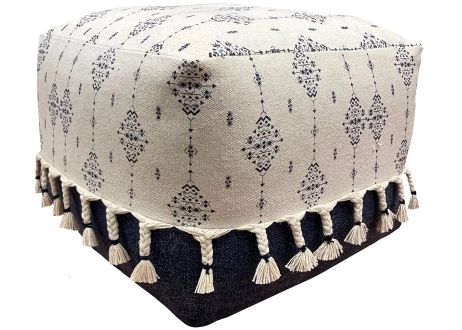 Square Cotton Ottoman - Blue