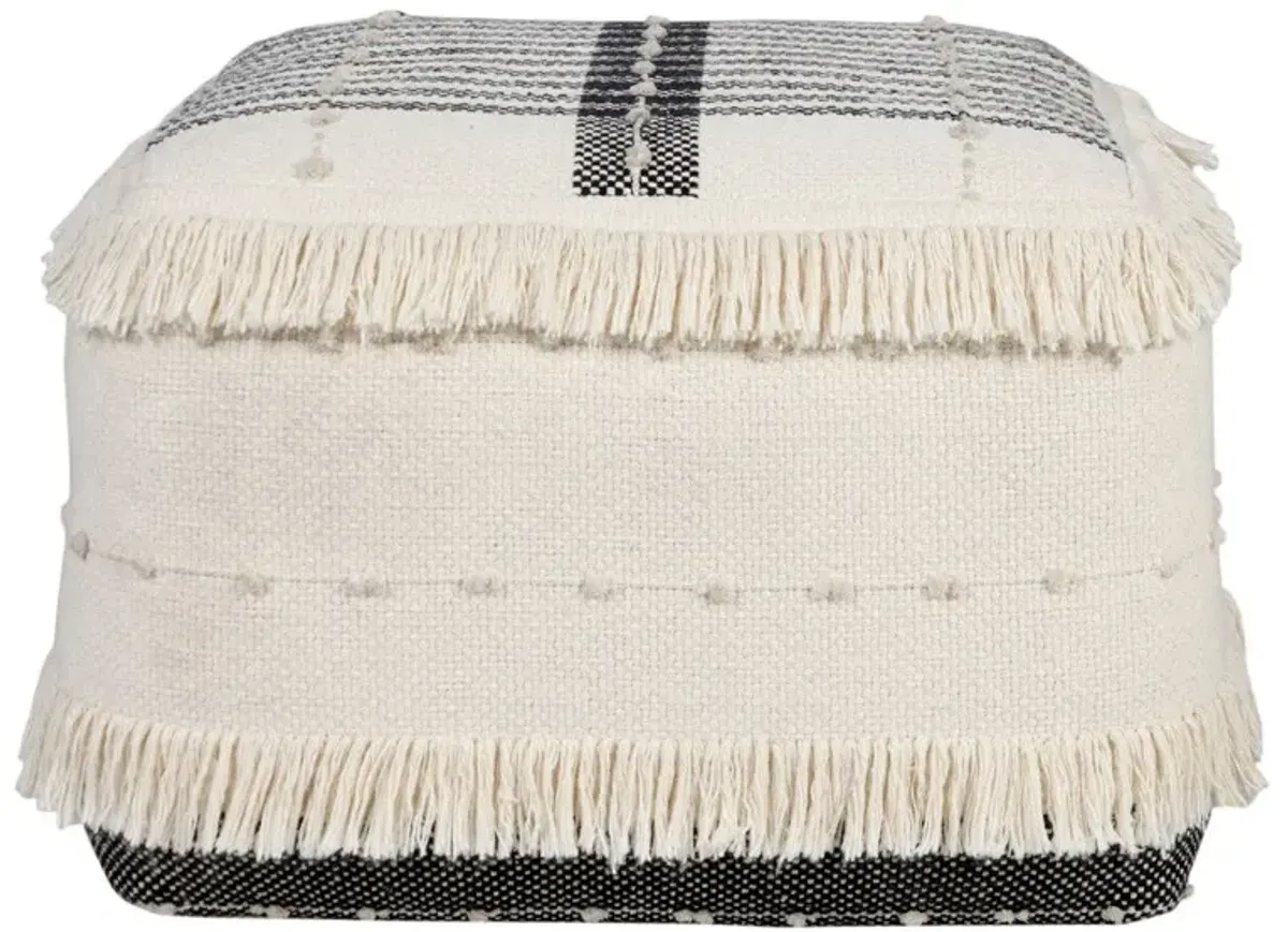 Cotton Ottoman Square - White / Black