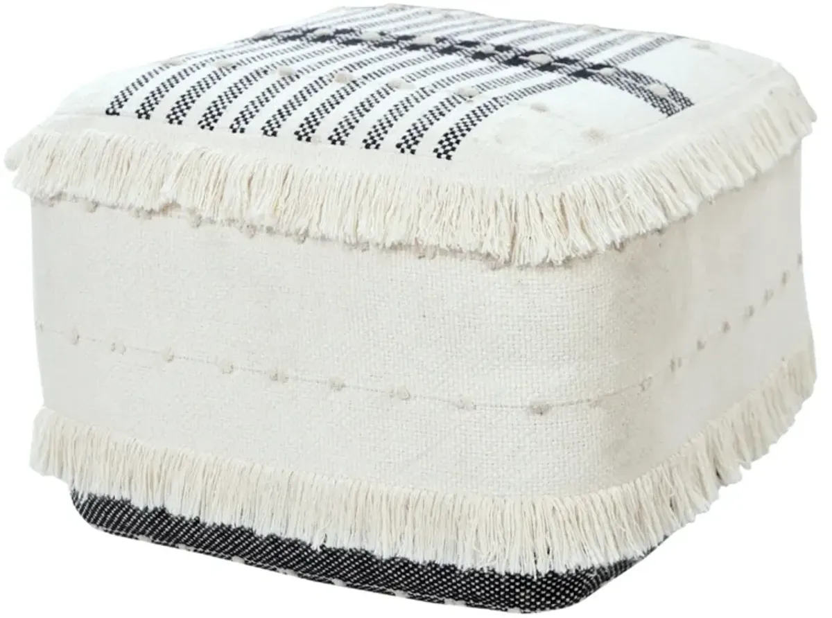 Cotton Ottoman Square - White / Black