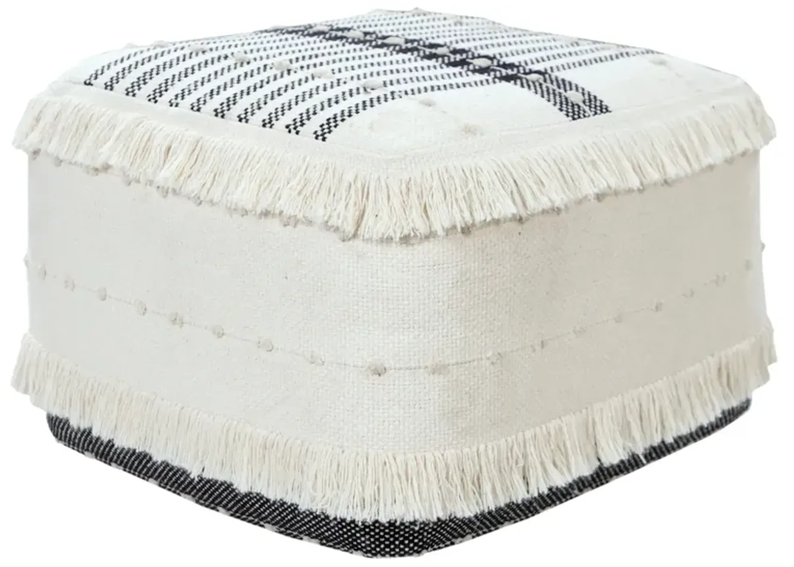 Cotton Ottoman Square - White / Black