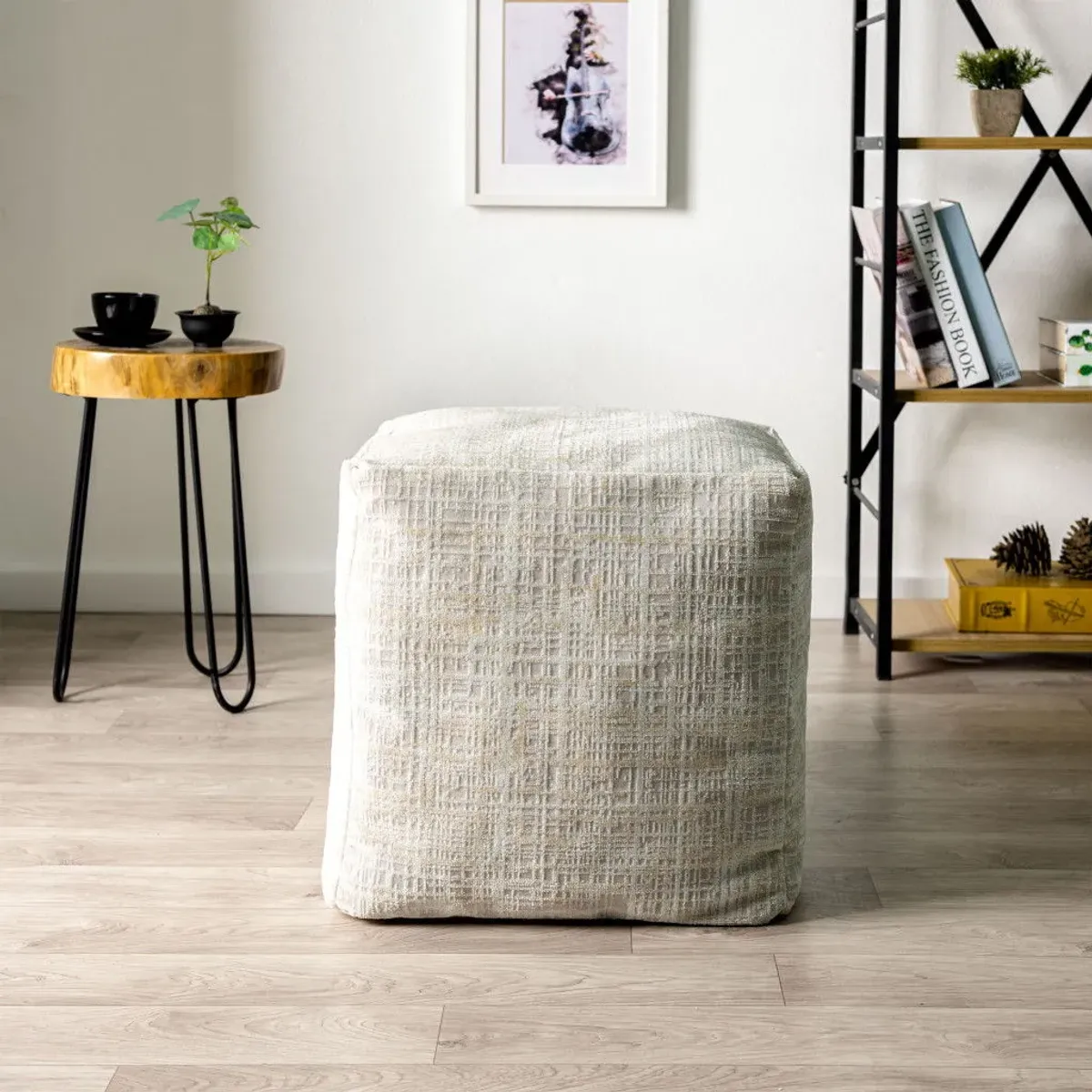 Polyester Blend Ottoman - Beige