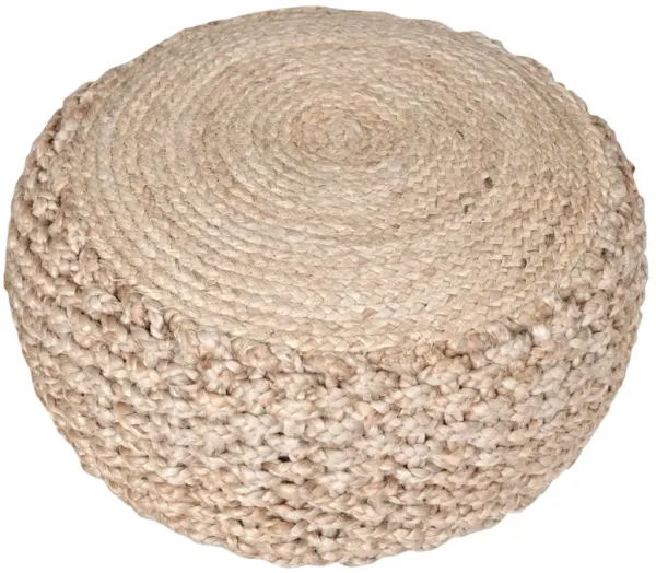 Jute Round Ottoman - Tan