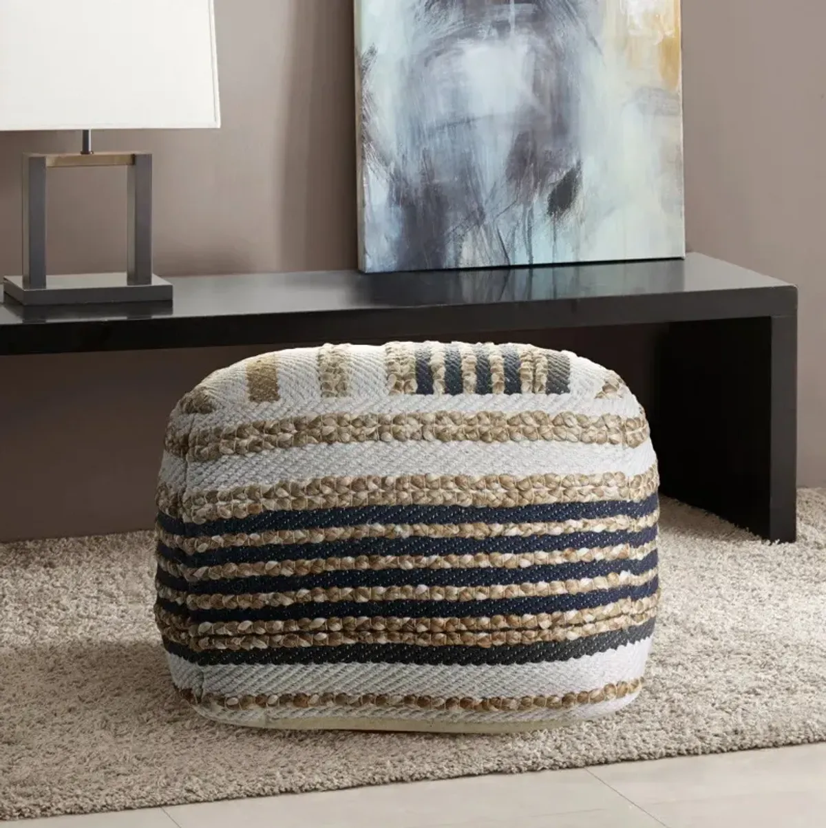 Jute Square Ottoman - Tan