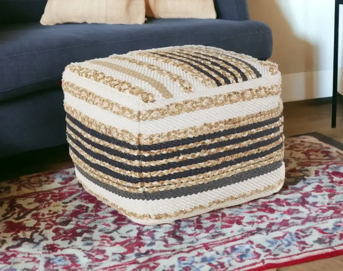 Jute Square Ottoman - Tan