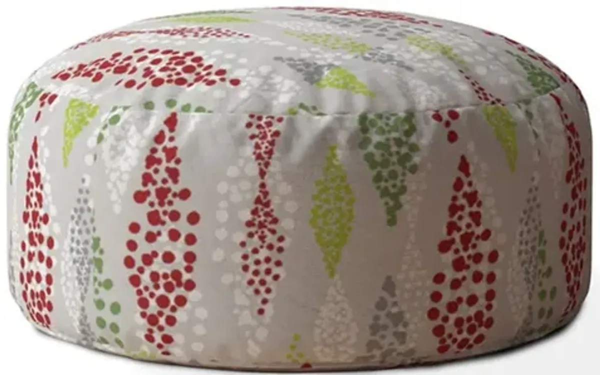 Cotton Round Polka Dots Pouf Ottoman - Ivory