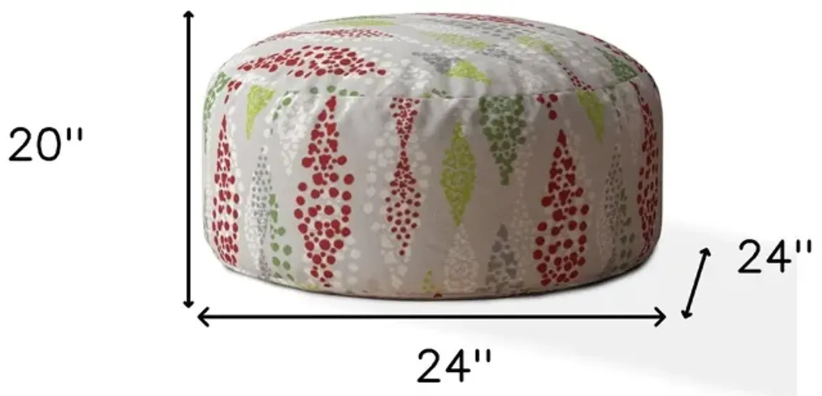 Cotton Round Polka Dots Pouf Ottoman - Ivory