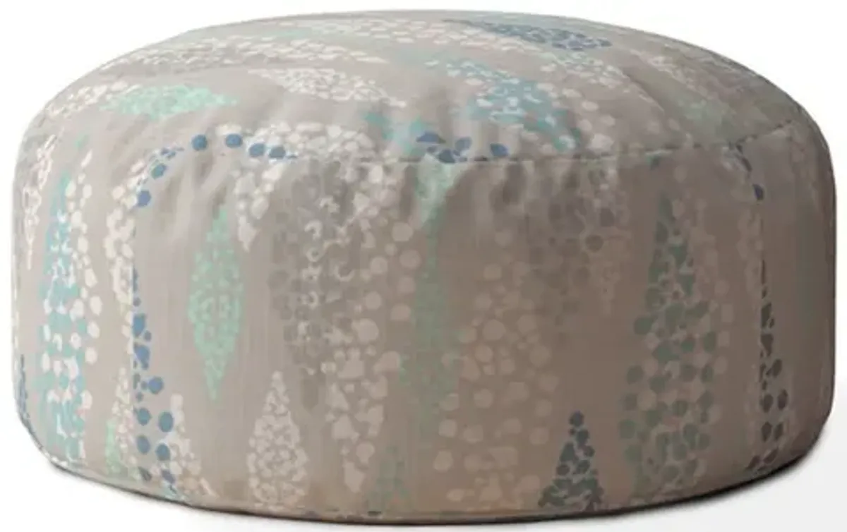 Canvas Round Polka Dots Pouf Ottoman - Ivory