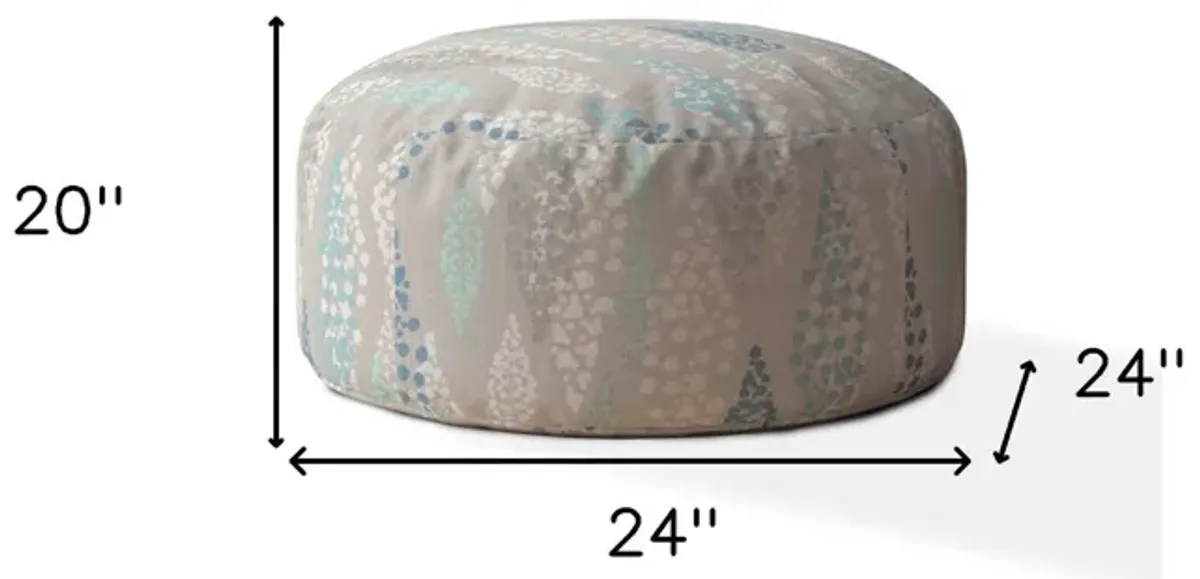 Canvas Round Polka Dots Pouf Ottoman - Ivory