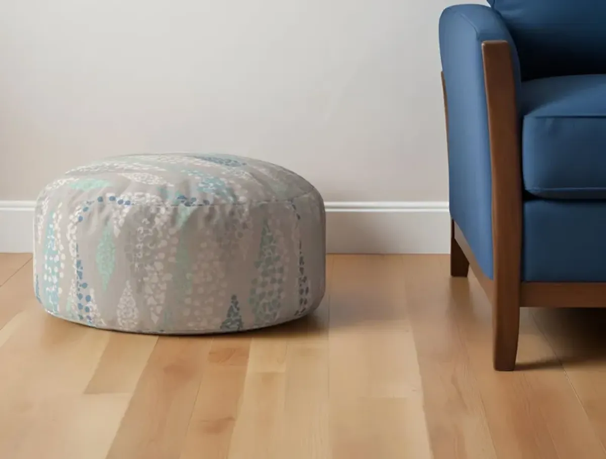 Canvas Round Polka Dots Pouf Ottoman - Ivory