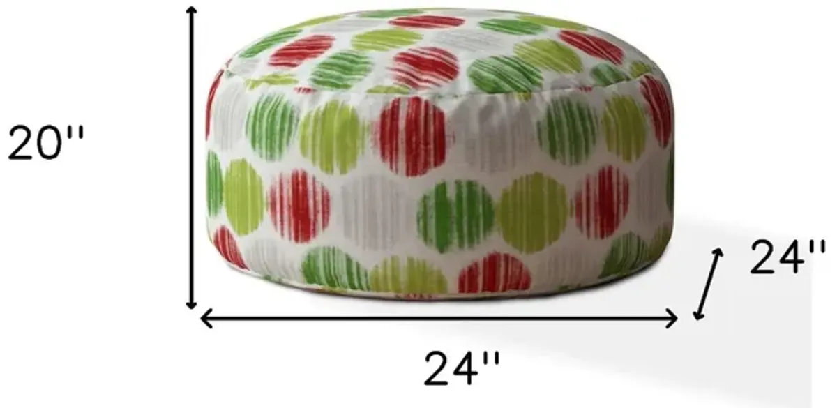 Cotton Round, Polka Dots Pouf Ottoman - Green / White