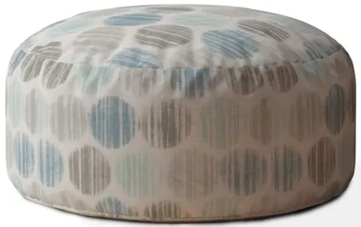 Cotton Round Polka Dots, Pouf Ottoman - Blue