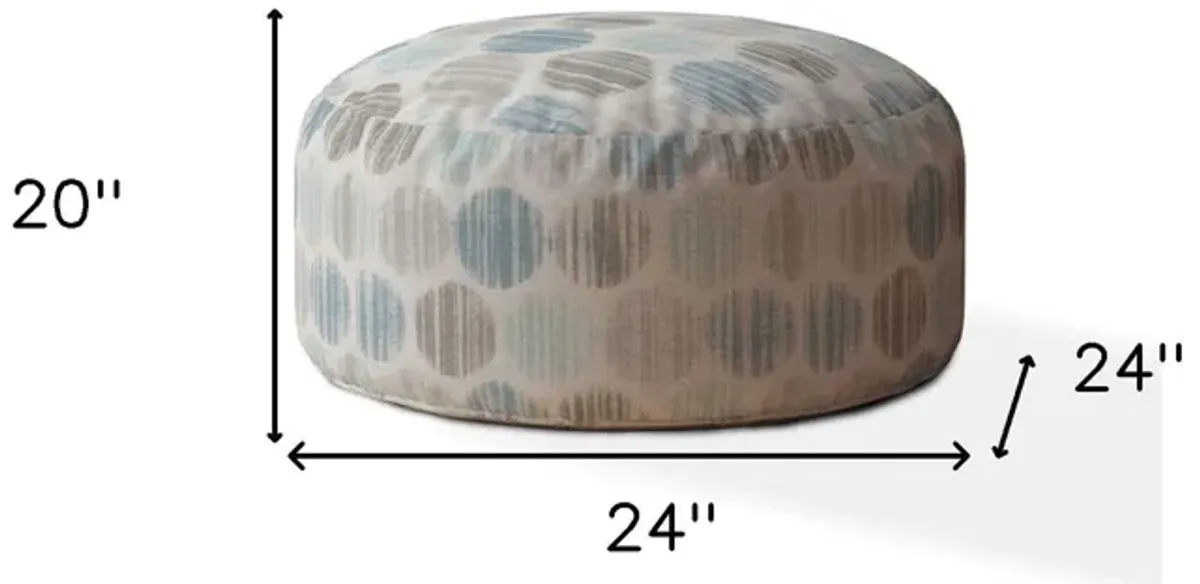 Cotton Round Polka Dots, Pouf Ottoman - Blue