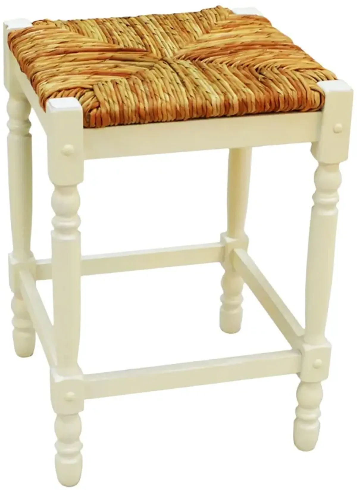 Backless Counter Height Bar Chair With Footrest 24" - Natural and Antiqued White