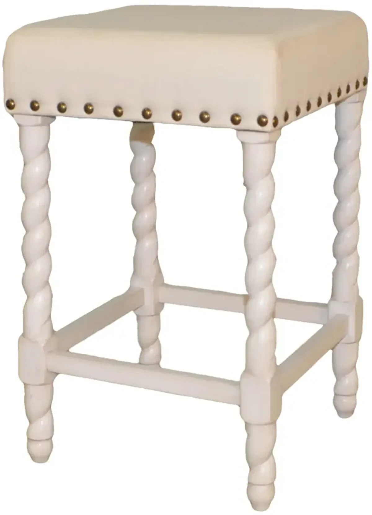 Backless Counter Height Bar Chair With Footrest 24" - Cream and White