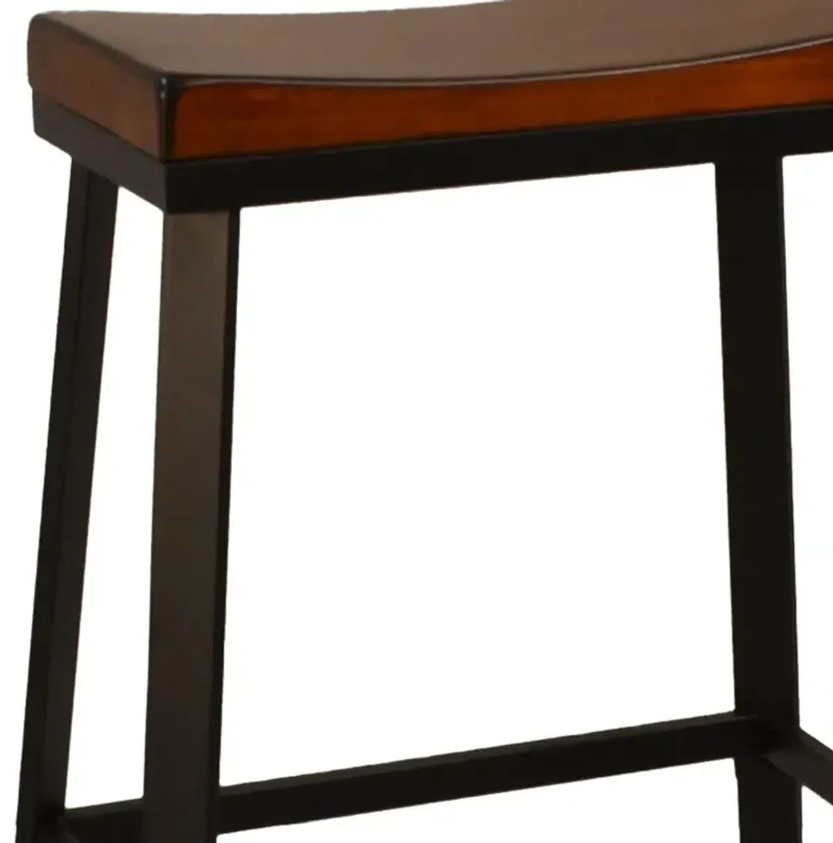 Steel Backless Bar Height Chair With Footrest 30" - Chestnut and Black