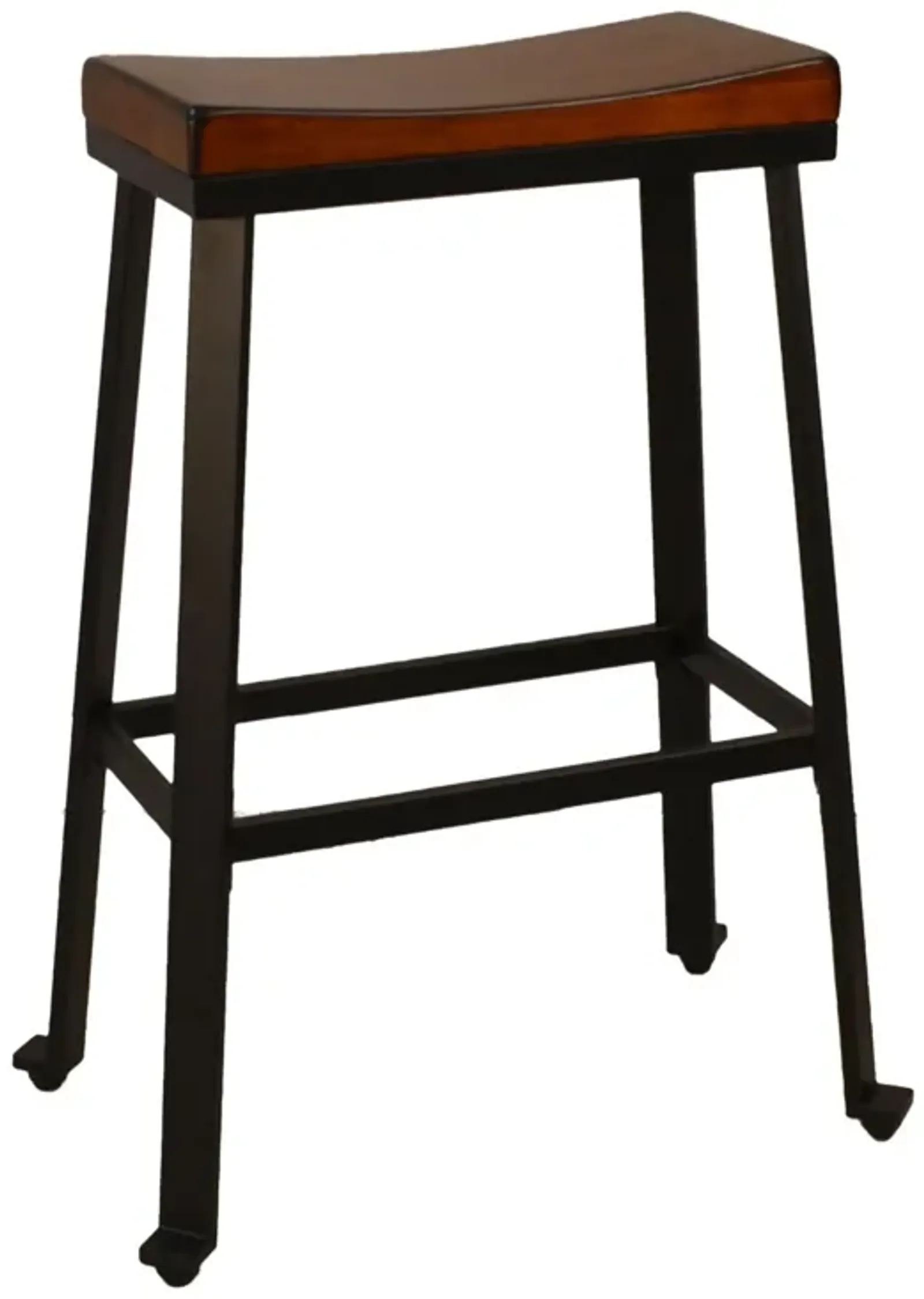 Steel Backless Bar Height Chair With Footrest 30" - Chestnut and Black