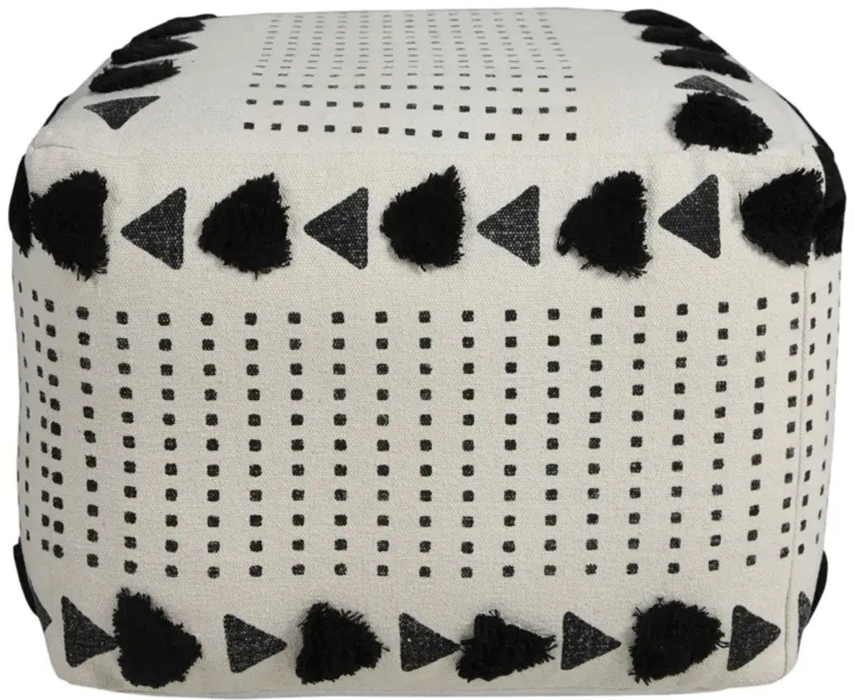 Cotton Ottoman Square - White