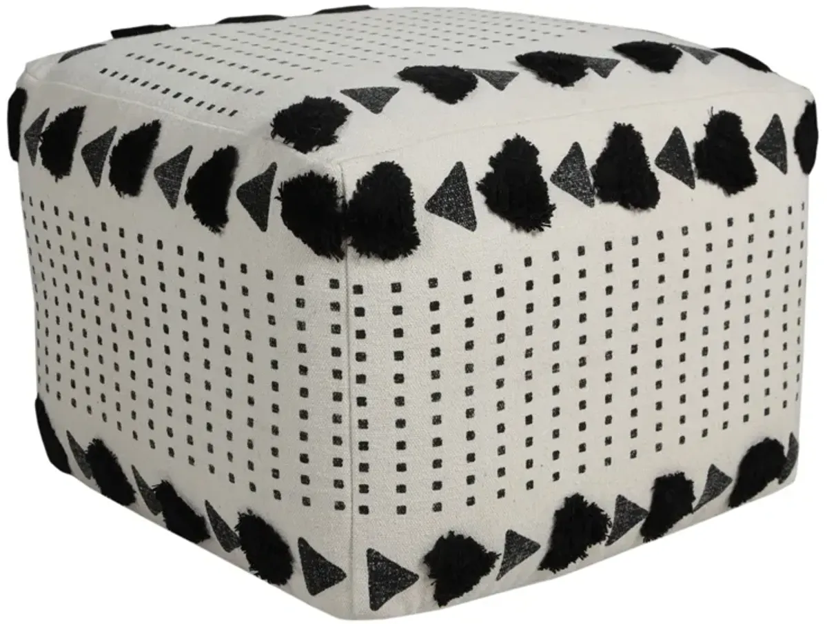 Cotton Ottoman Square - White