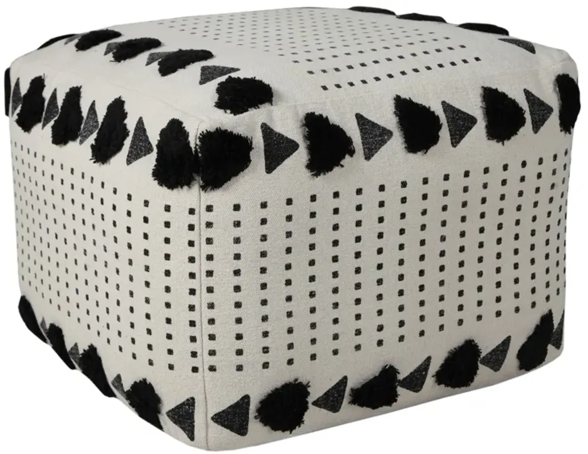 Cotton Ottoman Square - White