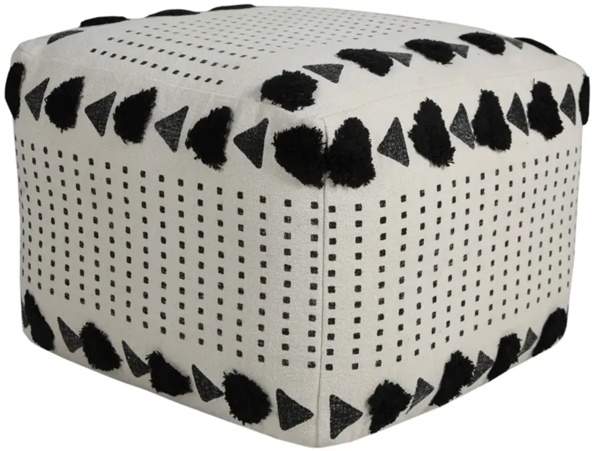 Cotton Ottoman Square - White