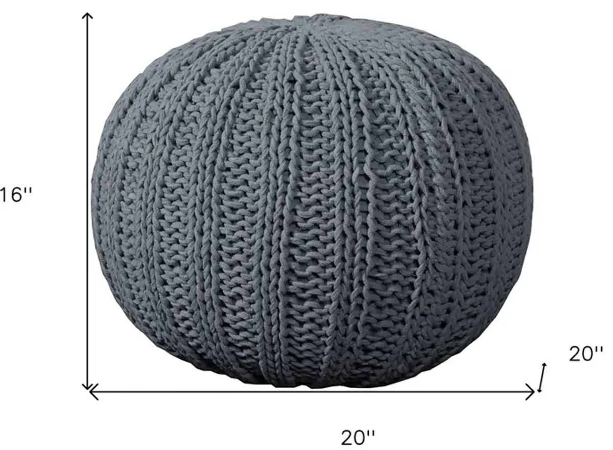 Cotton Round Ottoman - Gray